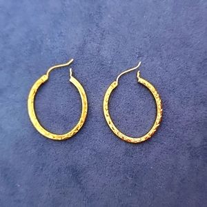 14k Diamond Cut Gold Hoops